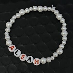 HANDMADE faux pearl name bracelet